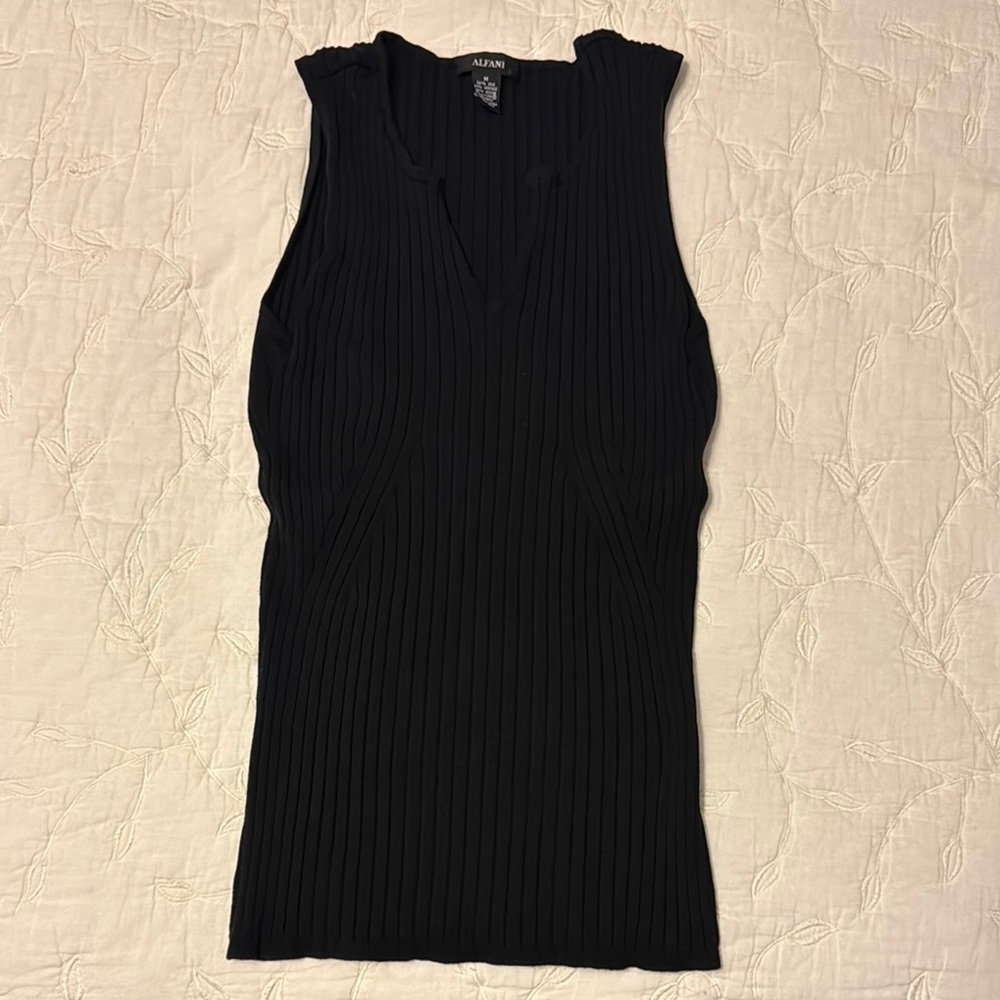 Alfani Black Ribbed Sleeveless Tank Top